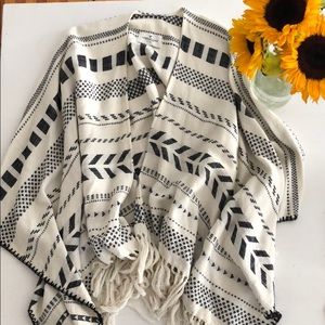 Open front poncho sweater